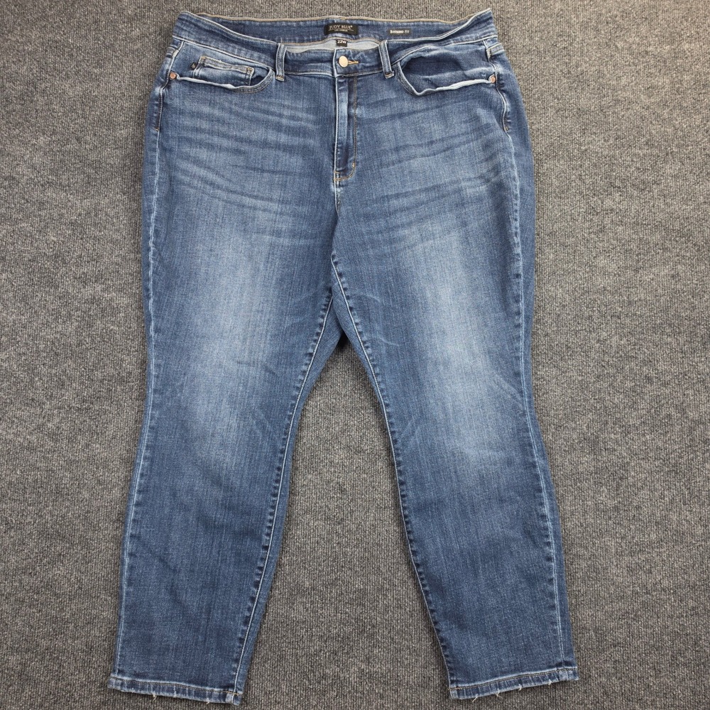 Judy Blue Boyfriend Fit Jeans Women's 22W High Rise Dark Wash Blue Stretch Denim